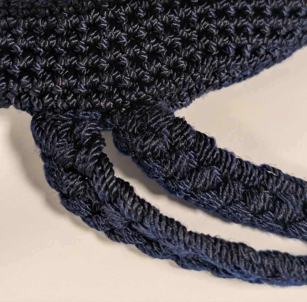 The Sak Navy Blue Dylan Crochet Drawstring Bucket Backpack Bag